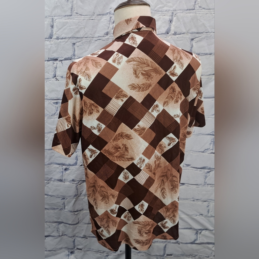 Sears Button Down Sport Shirt S/S Checkered Vintage 70s 80s Canada 16-16.5 Large - Picture 10 of 16